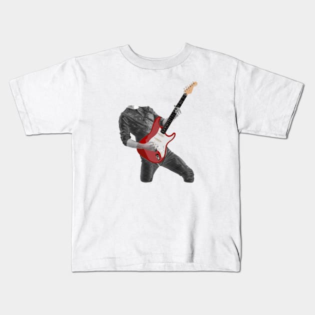 Rock n Roll Guitar Player, Red Kids T-Shirt by Lusy